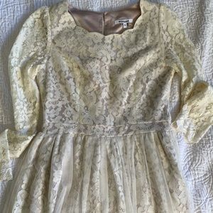 Bridal/Rehearsal cream/white champagne lace dress